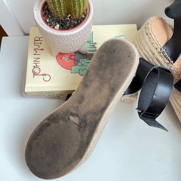 Amazon The Drop Black Listilla Espadrille faux leather woven platform heel! - Picture 6 of 7